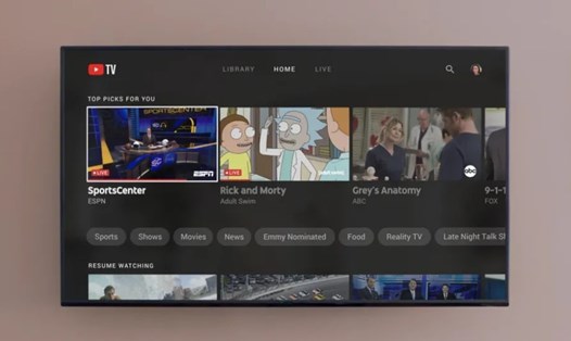 Bản cập nhật mới của YouTube TV sẽ cho phép người dùng xem bốn kênh cùng lúc. Ảnh chụp màn hình.