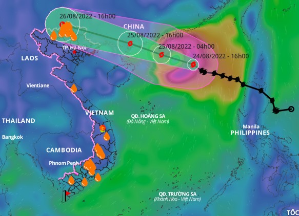 Cập nhật vị trí và đường đi của bão số 3. Ảnh: VNDMS.