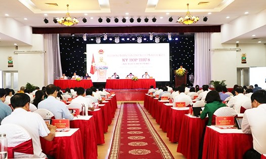 Toàn cảnh kỳ họp thứ 8 HĐND tỉnh Nghệ An khóa XVIII, nhiệm kỳ 2021-2026. Ảnh: QT