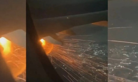 Động cơ máy bay Airbus A320 của hãng Viva Aerobus bị cháy. Ảnh chụp màn hình