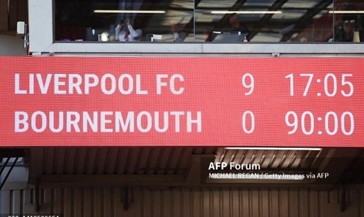 Liverpool ghi đến 9 bàn vào lưới Bournemouth. Ảnh: AFP