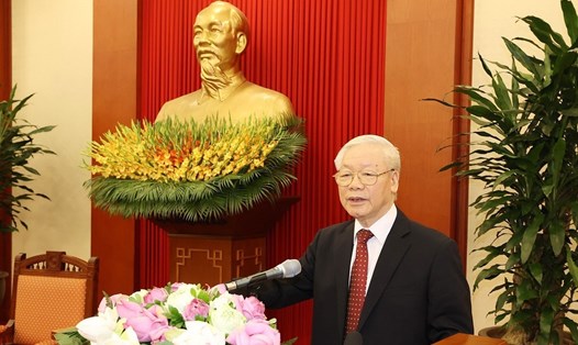 Tổng Bí thư gặp mặt đại biểu dự Đại hội Hội Chữ thập đỏ Việt Nam lần thứ XI. Ảnh: Trí Dũng