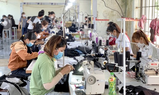 Hiện xưởng may của Công ty Nga Việt Đắk Lắk đang có 4 chuyền chính với khoảng 200 công nhân là người địa phương làm việc. Ảnh: Bình An