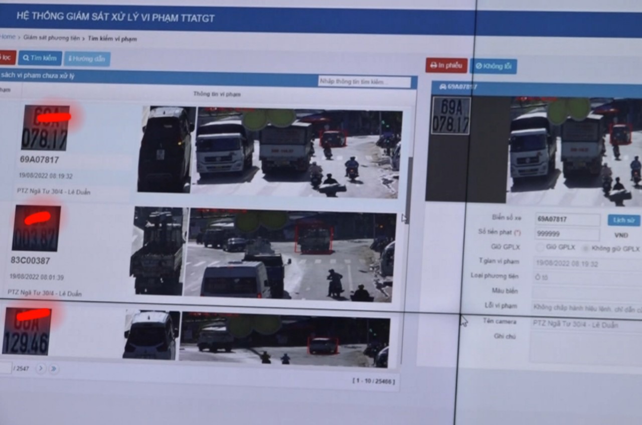Vi phạm giao thông qua hệ thống giám camera.