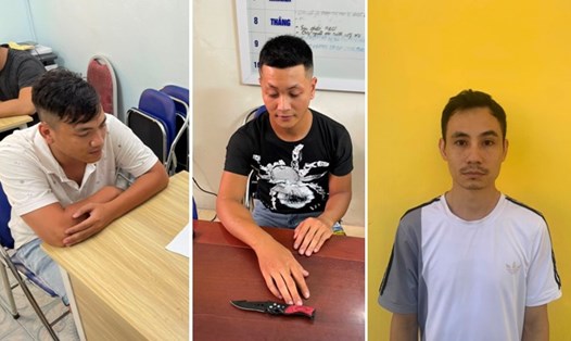 3 đối tượng Tuấn, Hùng, Đạt (từ trái sang) bị khởi tố vì hành vi cố ý gây thương tích và gây rối trật tự công cộng. Ảnh: Công an Hải Phòng