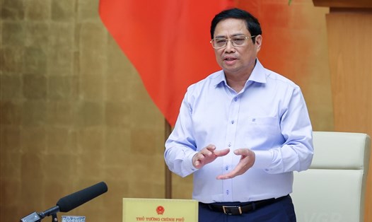 Thủ tướng Chính phủ Phạm Minh Chính phát biểu tại cuộc họp. Ảnh: Nhật Bắc