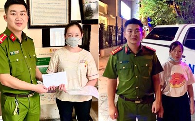 2 công dân được Công an quận Ba Đình giúp đỡ đưa về nhà. Ảnh CACC