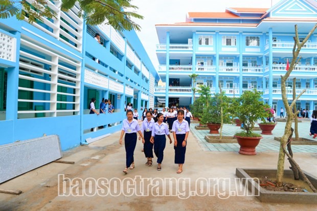 Trường Phổ thông Dân tộc Nội trú Huỳnh Cương (thành phố Sóc Trăng, tỉnh Sóc Trăng) được đầu tư khang trang, đáp ứng nhu cầu dạy và học. Ảnh: baosoctrang.vn