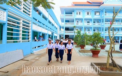 Trường Phổ thông Dân tộc Nội trú Huỳnh Cương (thành phố Sóc Trăng, tỉnh Sóc Trăng) được đầu tư khang trang, đáp ứng nhu cầu dạy và học. Ảnh: baosoctrang.vn