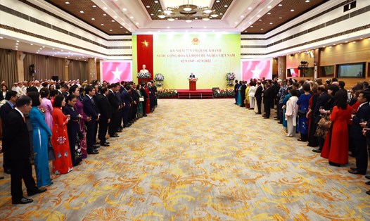 Chủ tịch nước Nguyễn Xuân Phúc phát biểu tại lễ kỷ niệm 77 năm Quốc khánh 2.9. Ảnh: Hải Nguyễn