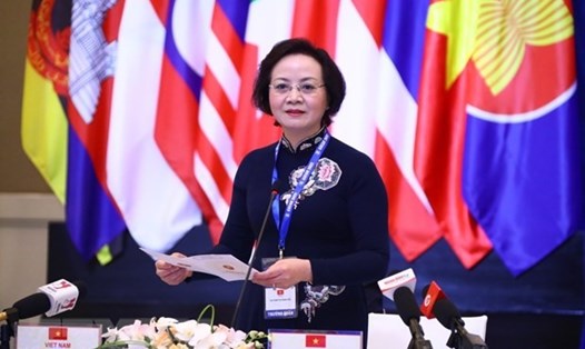 Bộ trưởng Bộ Nội vụ Phạm Thị Thanh Trà phát biểu khai mạc. Ảnh: TTXVN