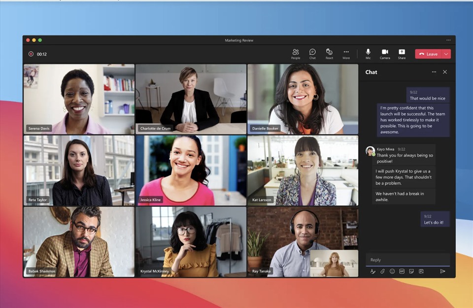 Giao diện Microsoft Teams trên Macbook. Ảnh: Microsoft
