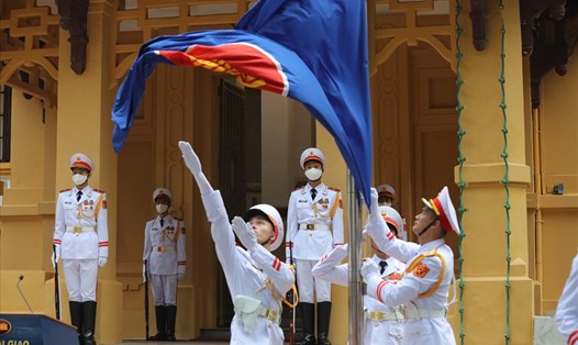 Lễ thượng cờ ASEAN ngày 8.8.2022 tại Hà Nội. Ảnh: Hải Nguyễn