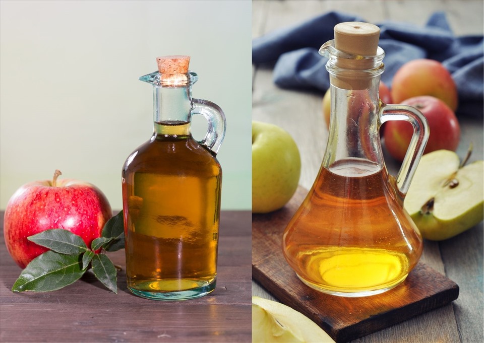 Giấm táo có thể kết hợp với sữa đông, dầu ô liu để điều trị gàu. Đồ họa: Doãn Hằng