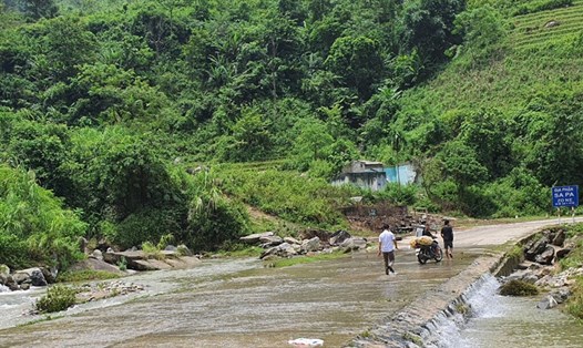 Ngầm Nậm Phảng, khu vực giáp ranh giữa xã Gia Phú, huyện Bảo Thắng với xã Mường Bo, thị xã Sa Pa, tỉnh Lào Cai - nơi nạn nhân bị lũ cuốn trôi. Ảnh: BLC