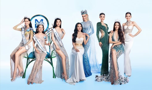 Miss World 2021 Karolina Bielawska khoe sắc cùng những người đẹp bước ra từ Miss World Việt Nam. Ảnh: MWVN