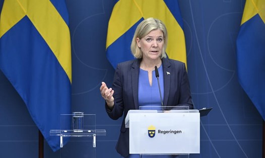 Thủ tướng Thụy Điển Magdalena Andersson thừa nhận thất bại hôm 14.9. Ảnh: AFP
