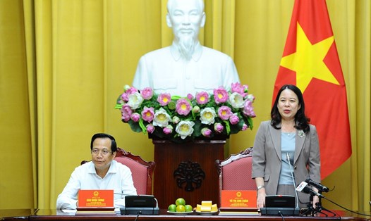 Phó Chủ tịch nước Võ Thị Ánh Xuân họp Hội đồng Bảo trợ Quỹ Bảo trợ trẻ em Việt Nam. Ảnh: Minh Đức