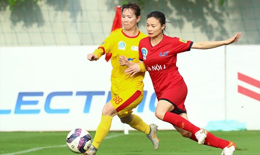 Đội nữ TPHCM I chia điểm với Hà Nội I trong trận đấu đáng chú ý nhất tại vòng 5 Giải nữ vô địch quốc gia - Cúp Thái Sơn Bắc 2022. Ảnh: VFF