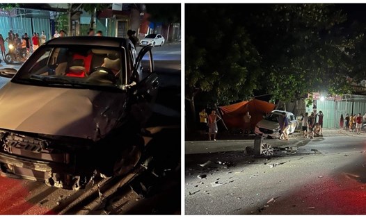 Hiện trường vụ tai nạn giao thông đêm qua trên quốc lộ 39 (tỉnh Thái Bình). Ảnh: CTV