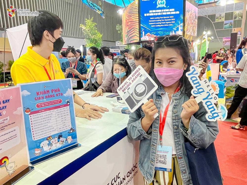 Gian hàng của Tổng cục Du lịch Hàn Quốc tại Việt Nam tham gia Hội chợ ITE HCMC. Ảnh: KTO