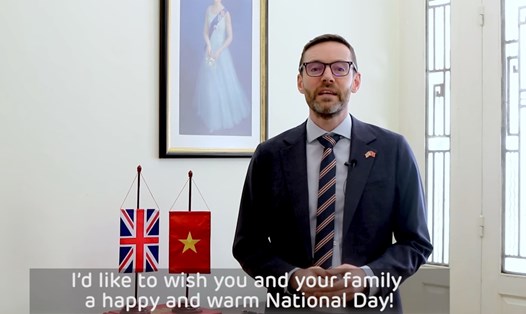 Đại sứ được bổ nhiệm của Vương quốc Anh tại Việt Nam Iain Frew chúc mừng Quốc khánh 2.9. Ảnh chụp màn hình