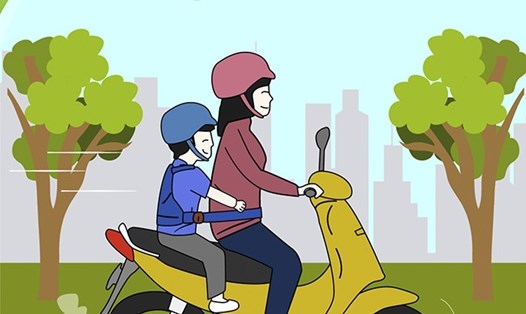 Vị trí an toàn cho trẻ khi ngồi xe máy. Ảnh: BVCC