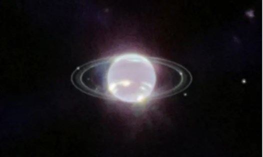 Sao Hải Vương và các vành đai trong ảnh chụp của kính James Webb. Ảnh: NASA