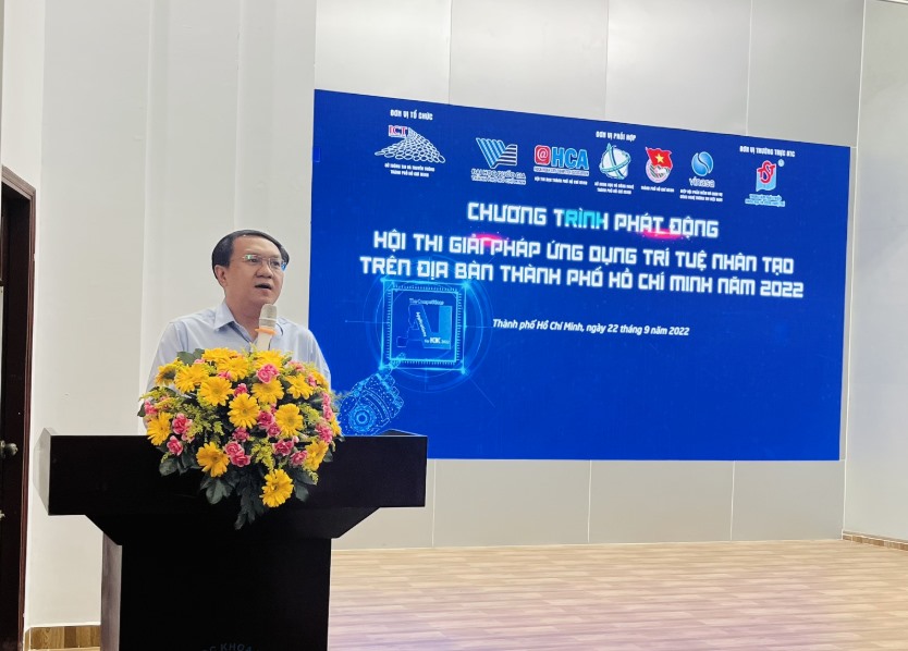 Ông Lâm Đình Thắng - Giám đốc Sở Thông tin và Truyền thông TPHCM phát biểu phát động hội thi. Ảnh: Huyên Nguyễn