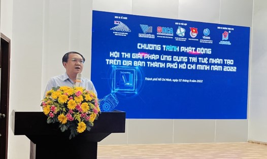 Ông Lâm Đình Thắng - Giám đốc Sở Thông tin và Truyền thông TPHCM phát biểu phát động hội thi. Ảnh: Huyên Nguyễn