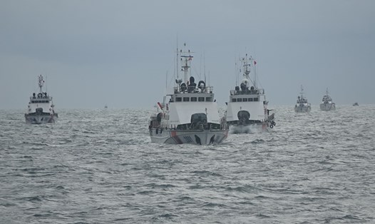 BTL Vùng Cảnh sát biển 4 tổ cbức diễn tập chiến thuật vòng tổng hợp và bắn đạn thật trên biển Tây Nam. Ảnh: CSB cung cấp