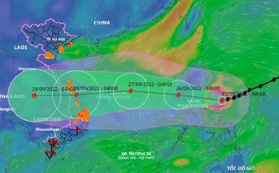 Vị trí và đường đi của bão Noru. Ảnh: VNDMS