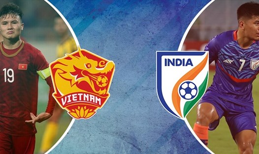 Đội tuyển Việt Nam và tuyển Ấn Độ tranh chức vô địch Giải bóng đá giao hữu quốc tế - Hưng Thịnh 2022. Ảnh: Khelnow