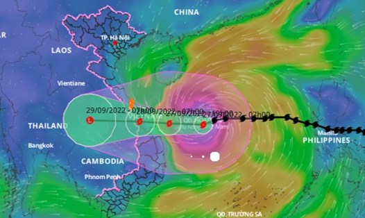 Vị trí và đường đi của bão số 4. Ảnh: VNDMS.