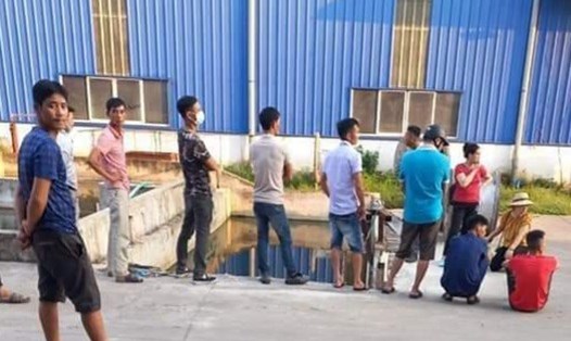 Hiện trường nơi công nhân tử vong do rơi xuống bể nước ở Công ty TNHH ngành gỗ Thiên An. Ảnh: CTV.