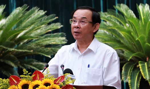 Bí thư Thành ủy TPHCM Nguyễn Văn Nên phát biểu khai mạc hội nghị.   Ảnh: NGUYÊN VŨ