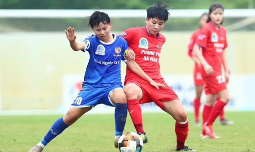 Đội nữ Thái Nguyên T&T (áo xanh) được kỳ vọng sẽ gây bất ngờ ở vòng 2 Giải nữ vô địch quốc gia 2022. Ảnh: VFF