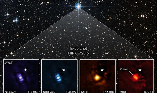 Ngoại hành tinh HIP 65426 b ở các dải ánh sáng hồng ngoại khác nhau. Ảnh: NASA