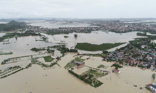 Mưa lũ làm hơn 5.500 ngôi nhà ở huyện Quỳnh Lưu (Nghệ An) bị ngập. Ảnh: QĐ