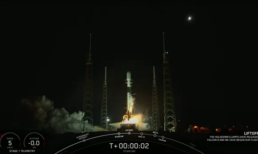 Hình ảnh vụ phóng vệ tinh Starlinks hôm 4.9 của SpaceX. Ảnh: SpaceX