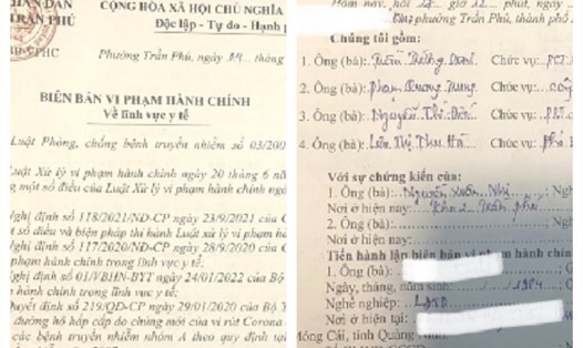 Biên bản vi phạm hành chính của UBND phường Trần Phú, TP.Móng Cái đối với một phụ huynh không cho con đi tiêm vaccine phòng COVID-19