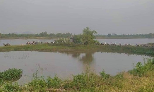 Khu vực tìm thấy 2 học sinh lớp 6 bị đuối nước tử vong ở Nam Định. Ảnh: CTV