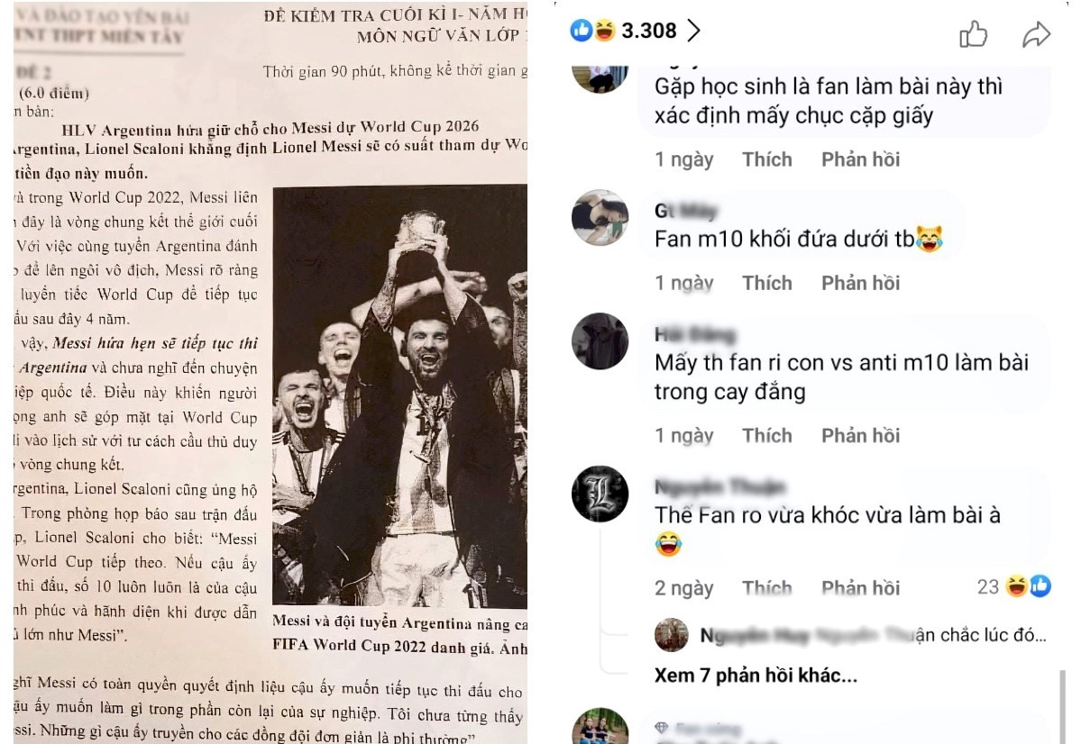Đề thi ngữ văn về Messi và World Cup gây xôn xao mạng xã hội