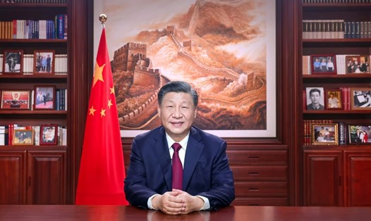 Chủ tịch Trung Quốc Tập Cận Bình phát biểu mừng năm mới 2023. Ảnh: Tân Hoa Xã