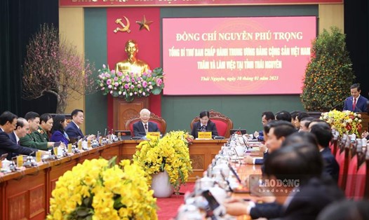Tổng Bí thư Nguyễn Phú Trọng biểu dương kết quả phát triển kinh tế - xã hội của tỉnh Thái Nguyên.