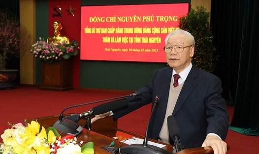 Tổng Bí thư Nguyễn Phú Trọng phát biểu tại cuộc làm việc. Ảnh: Trí Dũng
