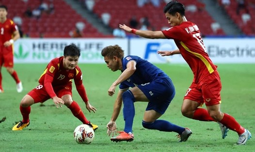 Tuyển Thái Lan từng vượt qua tuyển Việt Nam với tổng tỉ số 2-0 tại bán kết AFF Cup 2020. Ảnh: AFP