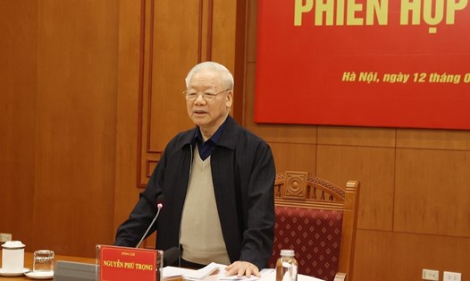 Tổng Bí thư Nguyễn Phú Trọng chủ trì phiên họp 23 của Ban Chỉ đạo. Ảnh: Trí Dũng