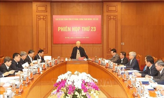 Tổng Bí thư Nguyễn Phú Trọng phát biểu chỉ đạo cuộc họp ngày 12.1. Ảnh TTXVN