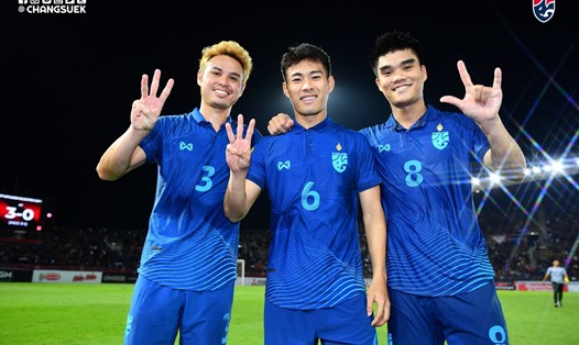 Đội hình tuyển Thái Lan nhiều khả năng sẽ không có nhiều sự thay đổi so với trận thắng Malaysia 3-0 để đấu tuyển Việt Nam. Ảnh: FAT